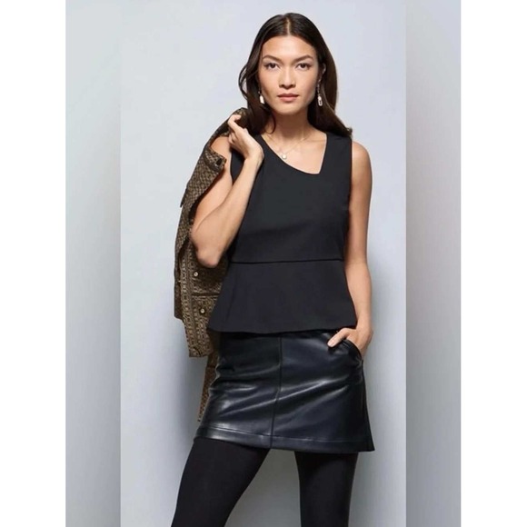 CAbi Tops - Cabi Starlet Shell Women XL Black New Asymmetrical Peplum Sleeveless Top 4578